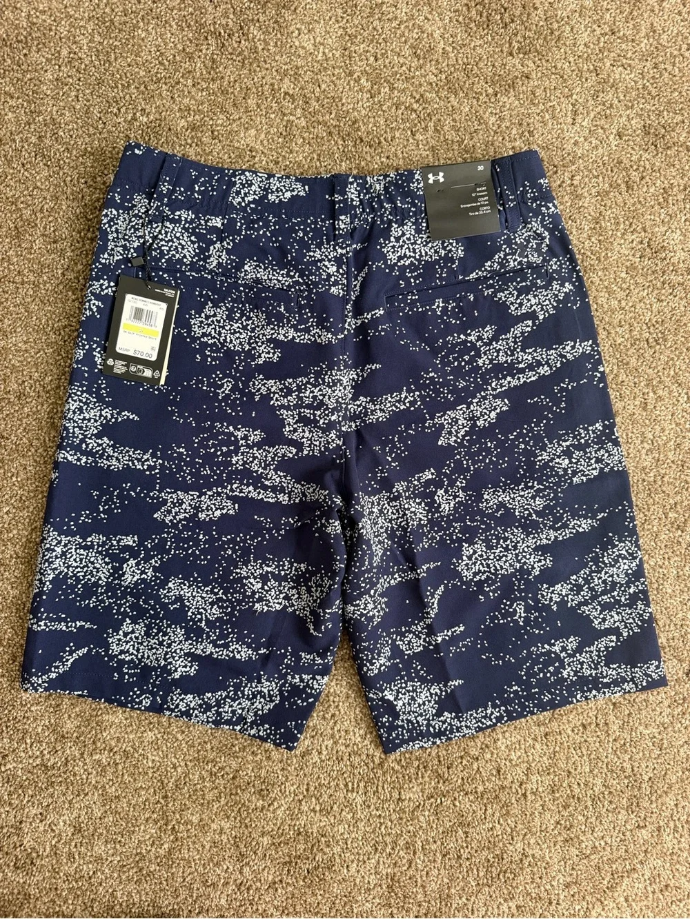 Under Armour Navy Blue and Light Blue Printed Golf Shorts